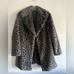 All Saints Faux Fur Leopard Coat